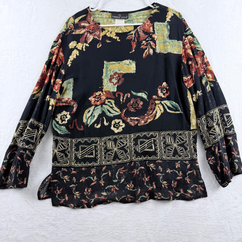 Carole Little Blouse Floral Geometric Mixed Print Size 4